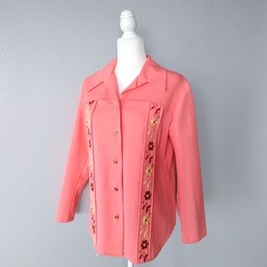 1970s Vintage Western Style Long Sleeve Polyester Top Jacket with Embroidery